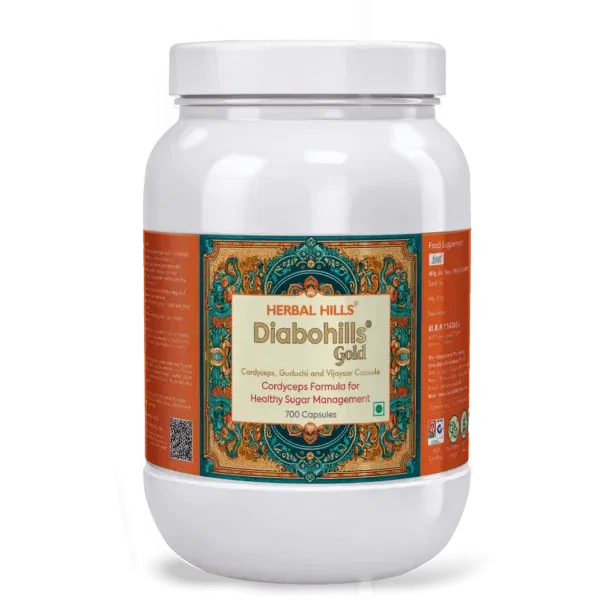Herbal Hills Diabohills Cordyceps Capsules – Sugar Management Support - 700 Capsules