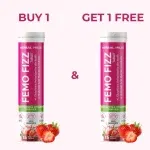 Femo Fizz Effervescent Tablets for Women – L-Glutathione, Hyaluronic Acid, Shatavari – Glowing Skin, Hormonal Balance & Daily Wellness – Strawberry Flavor – 15 Tablets