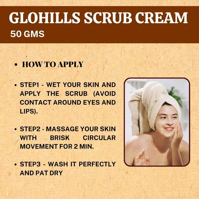 CP7168-4_1 Glohills Scrub Cream - For Exfoliation Reduces Dead Skin, Blackhead & Whitehead Give Glowing Skin & Controls Excess Oil - Image 5
